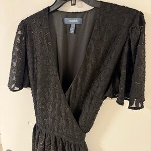 Modcloth Black Flutter Sleeve Maxi Wrap Dress